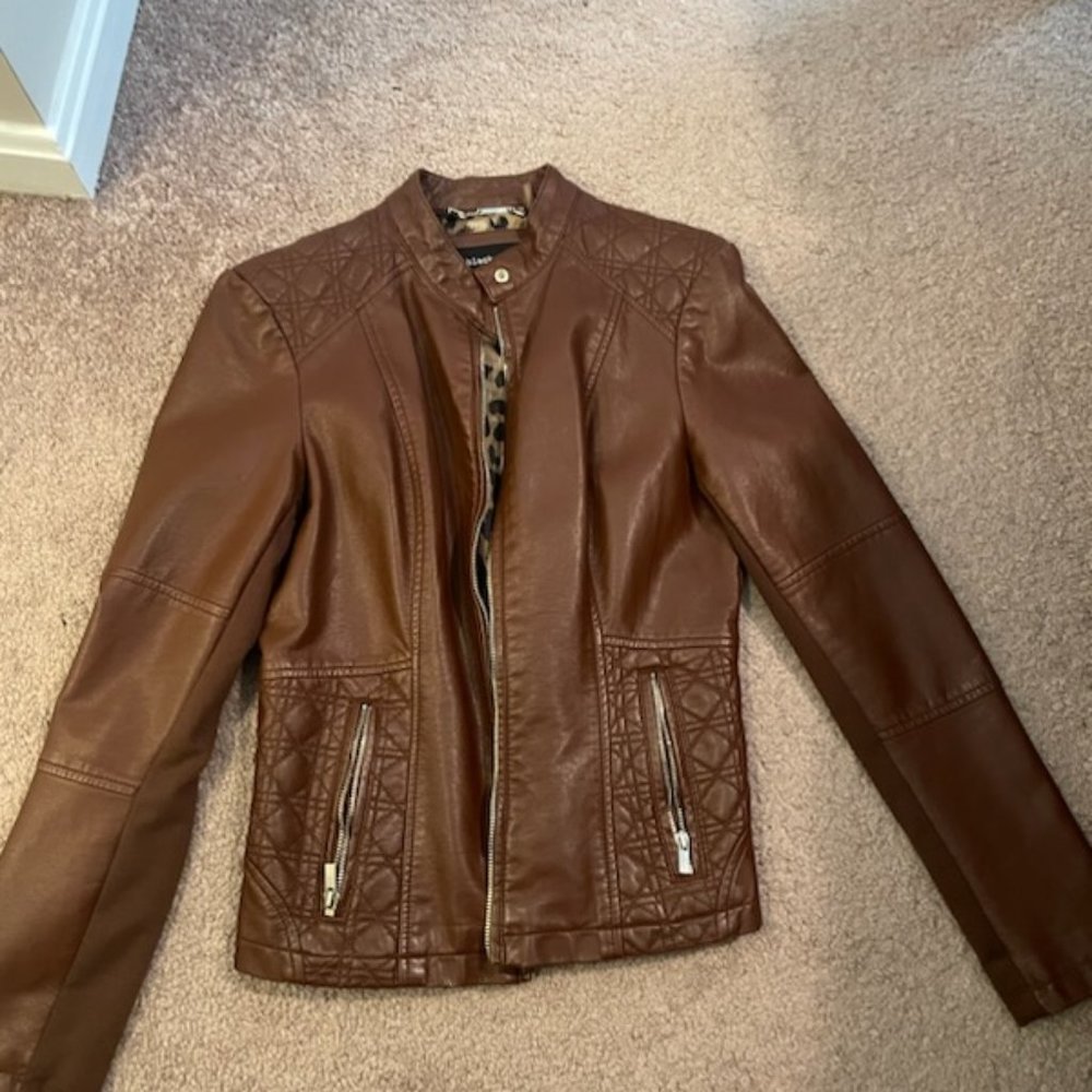 Womens Black Rivet Leather Jacket (Size Small)